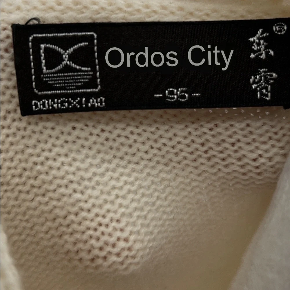 DONGXIAC Ordos Cashmere Knit Dress Ivory Long Sleeve Size 95 Luxury - Picture 2 of 16